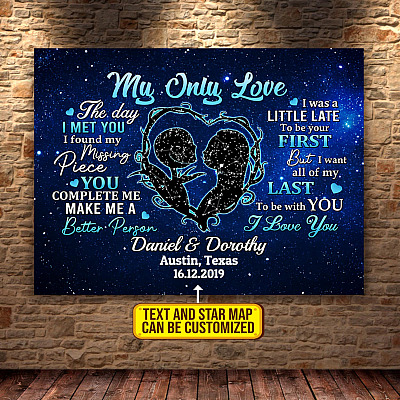 Alternative view of Personalized Star Map My Only Love the Day I Met You I Found My Missing Piece You Complete Me Canvas - Jack and Sally Canvas for Couple