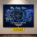 Personalized Star Map My Only Love the Day I Met You I Found My Missing Piece You Complete Me Canvas - Jack and Sally Canvas for Couple