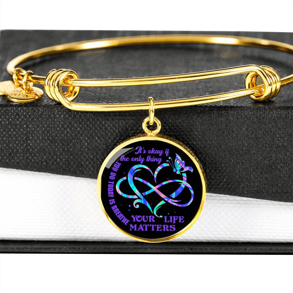 It's Ok If The Only Thing You Do Today Is Breathe Your Life Matters Circle Pendant Necklace It's Ok If The Only Thing You Do Today Is Breathe Your Life Matters Circle Pendant Necklace