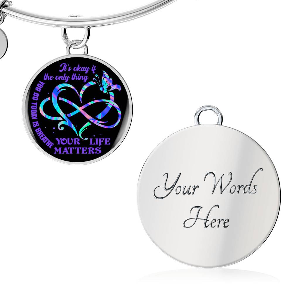 It's Ok If The Only Thing You Do Today Is Breathe Your Life Matters Circle Pendant Necklace It's Ok If The Only Thing You Do Today Is Breathe Your Life Matters Circle Pendant Necklace