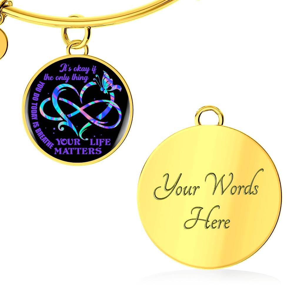 It's Ok If The Only Thing You Do Today Is Breathe Your Life Matters Circle Pendant Necklace It's Ok If The Only Thing You Do Today Is Breathe Your Life Matters Circle Pendant Necklace