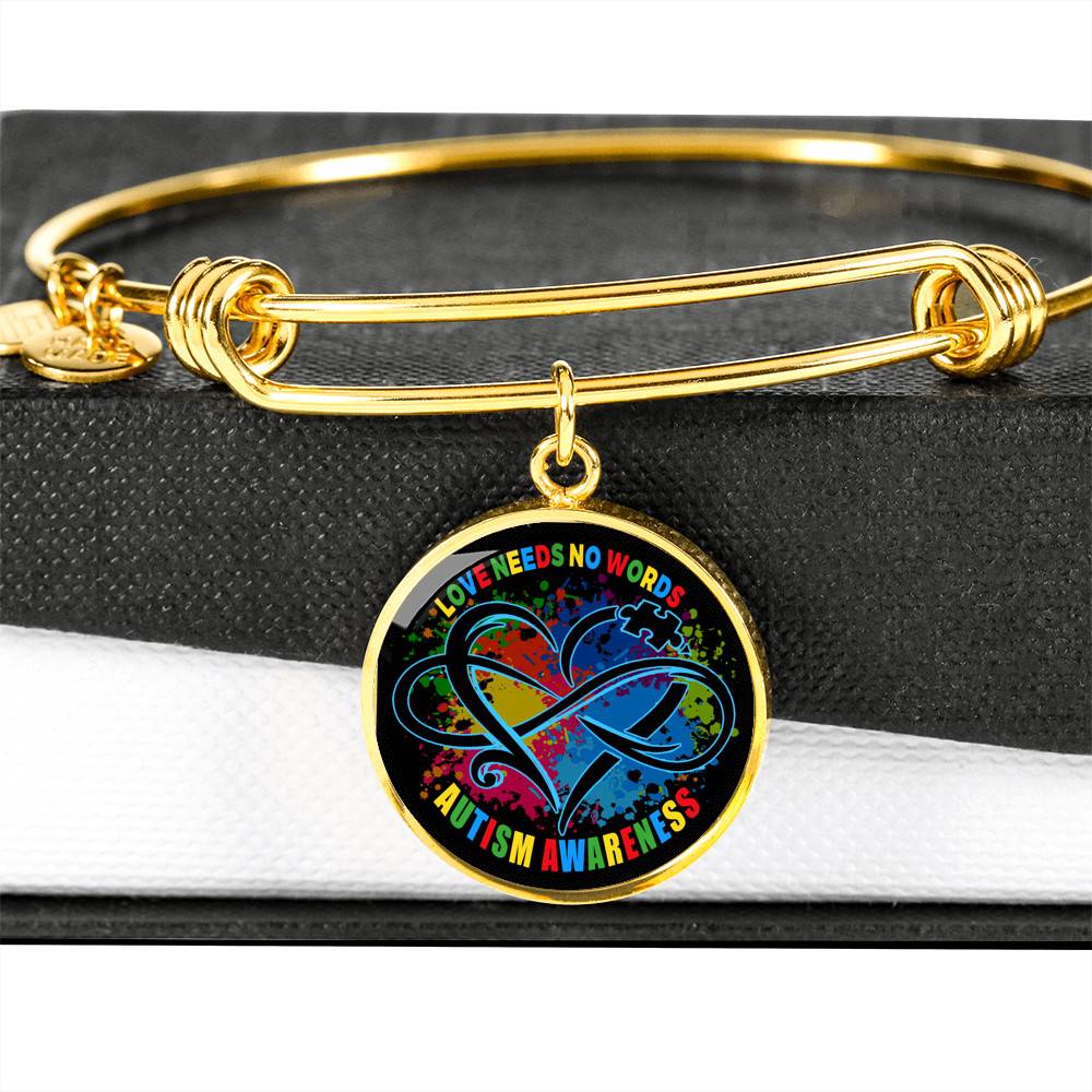 Love Needs No Words Autism Awareness Circle Pendant Necklace Love Needs No Words Autism Awareness Circle Pendant Necklace