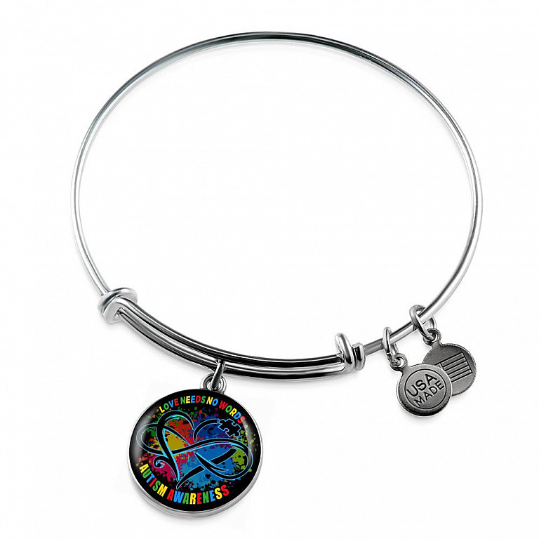 Love Needs No Words Autism Awareness Circle Pendant Necklace