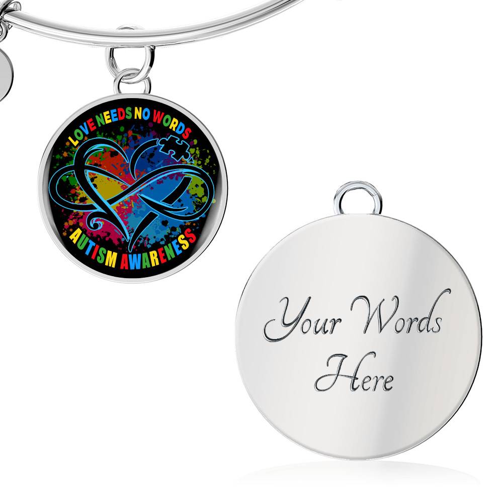 Love Needs No Words Autism Awareness Circle Pendant Necklace Love Needs No Words Autism Awareness Circle Pendant Necklace