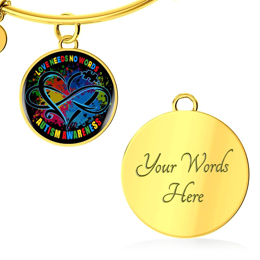 Love Needs No Words Autism Awareness Circle Pendant Necklace Love Needs No Words Autism Awareness Circle Pendant Necklace