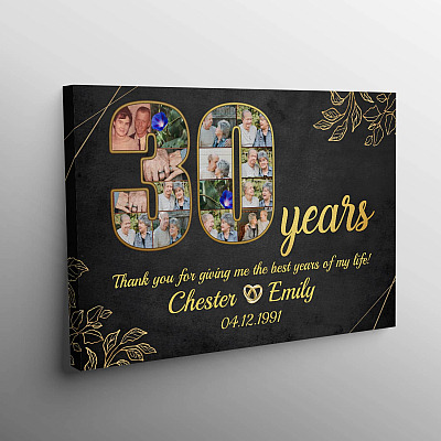 Alternative view of Personalized 30 Years Together Anniversary Framed Canvas - Custom Photo 30th Years Wedding Anniversary Unframed Poster