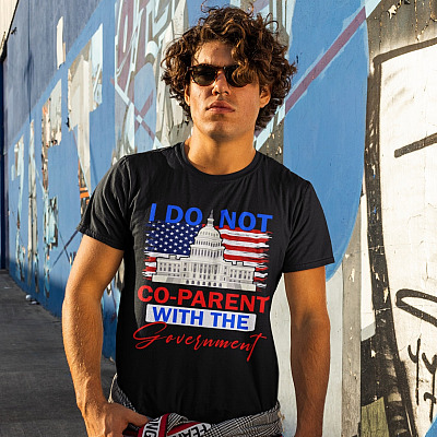 Alternative view of I Don't Co-Parent With The Government US National Capital With American Flag T-Shirt