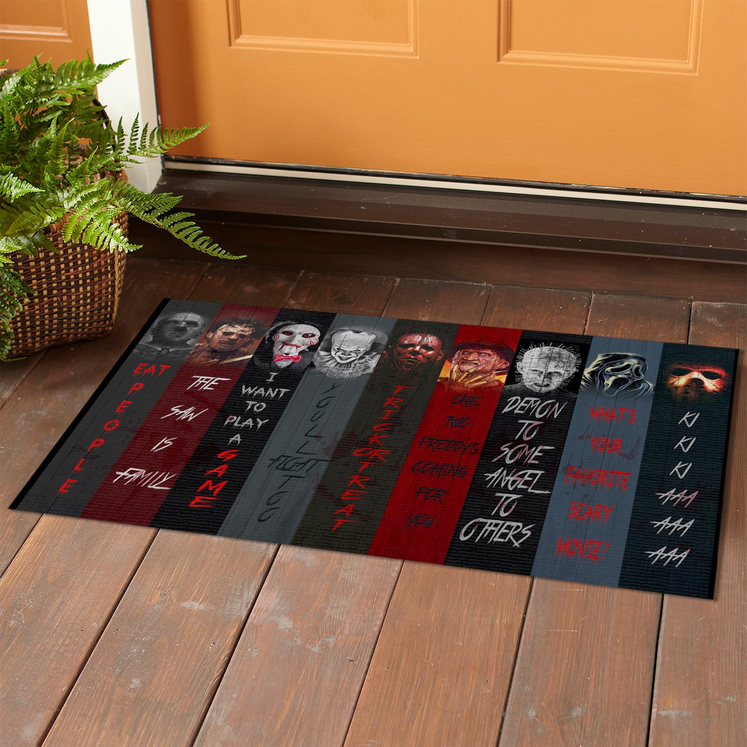 9H. Eat People Horror Character-Resize Doormat mockup 1