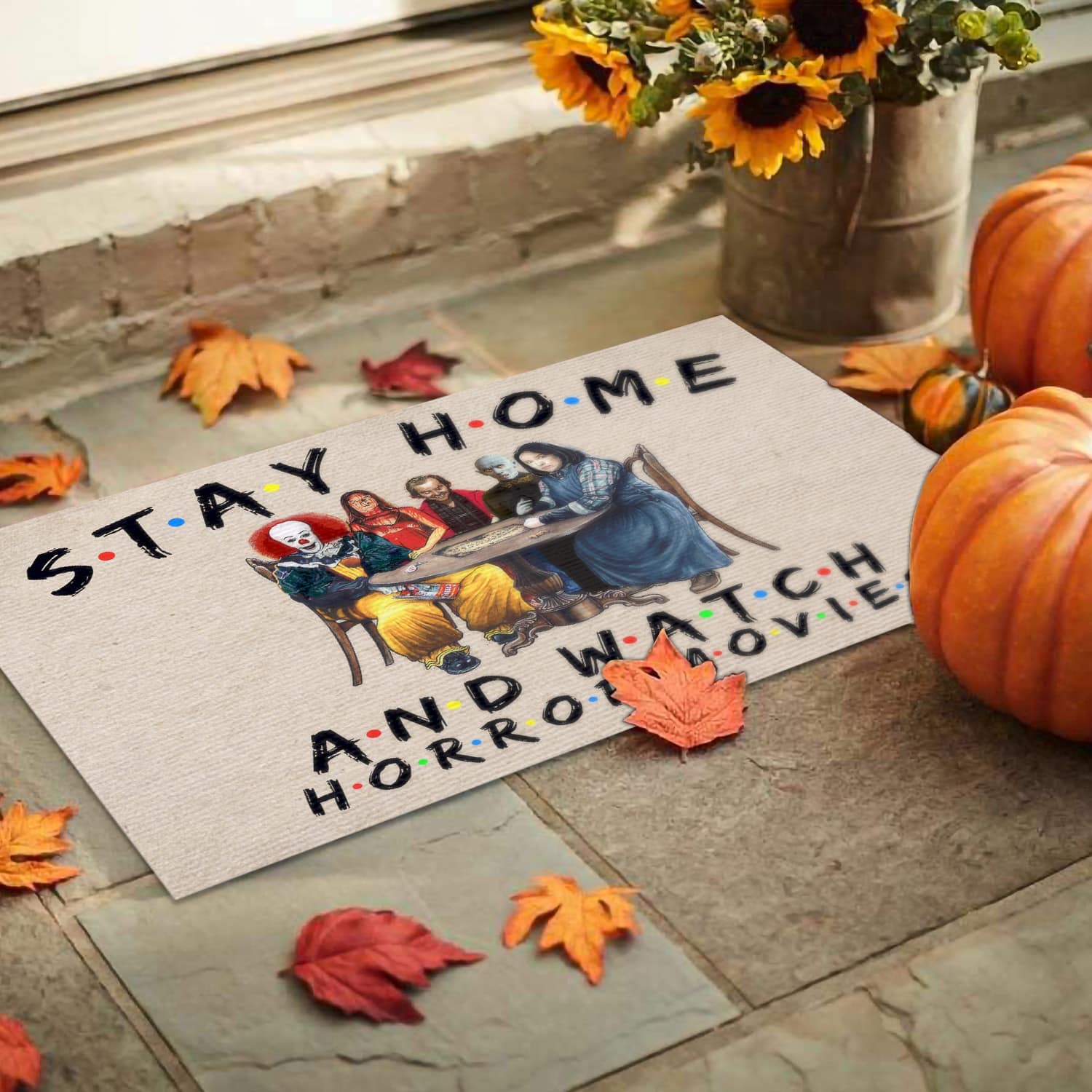4H. Stay Home And Watch Horror Movies Doormat mockup 9