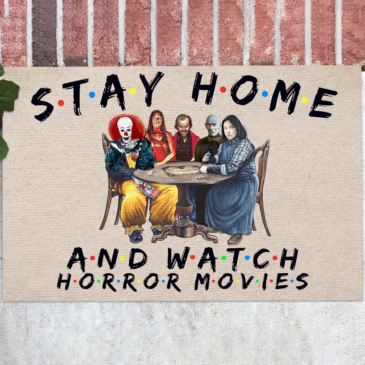 4H. Stay Home And Watch Horror Movies Doormat Mockup 12