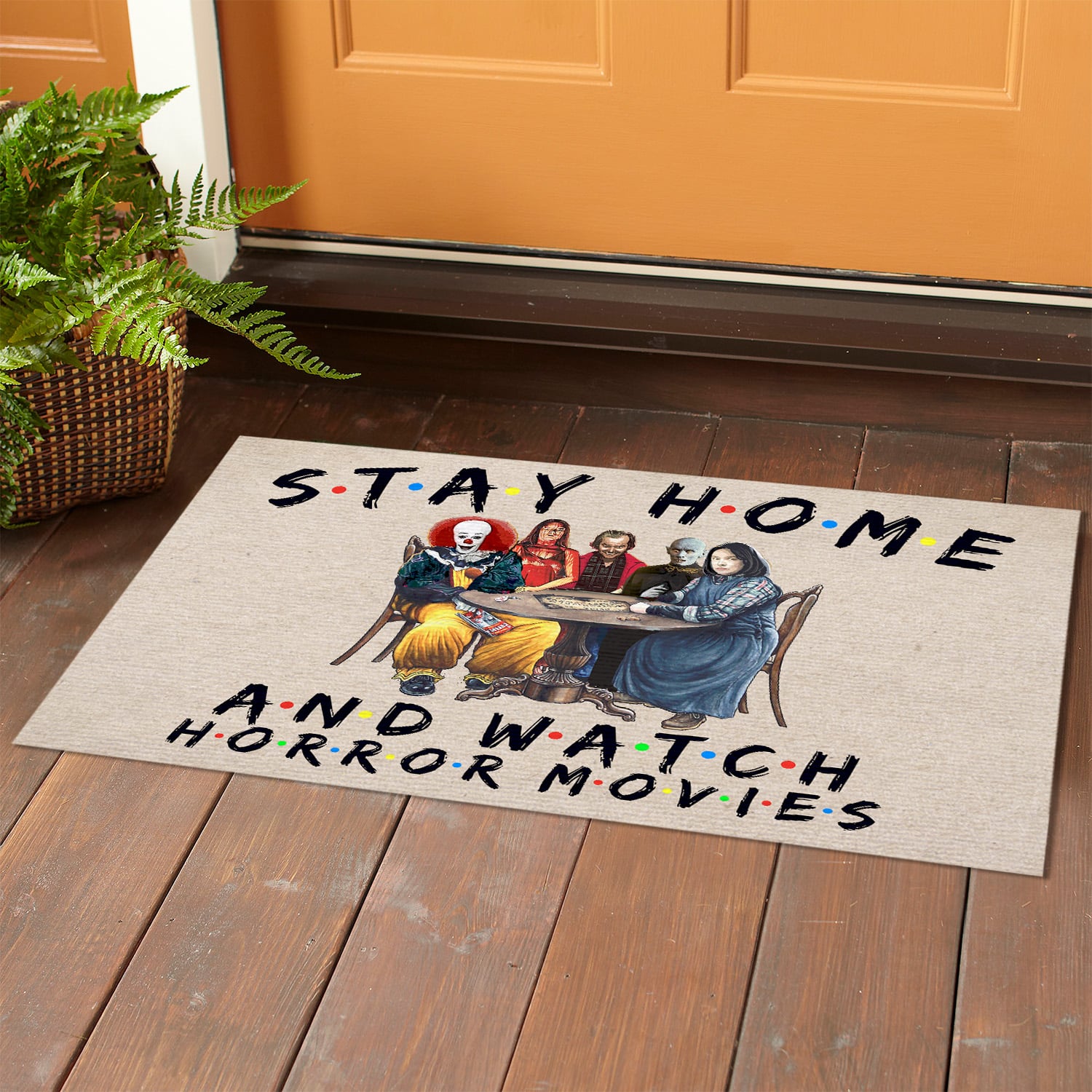 4H. Stay Home And Watch Horror Movies Doormat mockup 1
