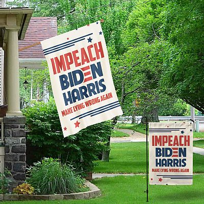 Alternative view of Impeach Biden Harris Make Lying Wrong Again Garden Flag - Anti Biden House Flag - Anti Biden Flag