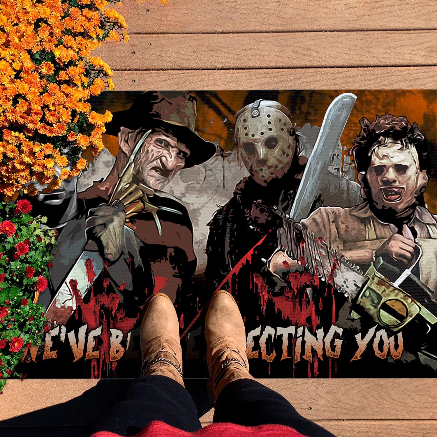 7VT. Expecting You Horror Movie Doormat mockup 7
