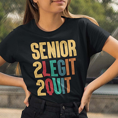 Alternative view of Senior 2 Legit 2 Quit Vintage Retro T-Shirt - V-Neck Shirt