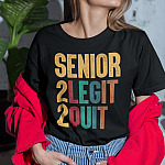 Senior 2 Legit 2 Quit Vintage Retro T-Shirt - V-Neck Shirt