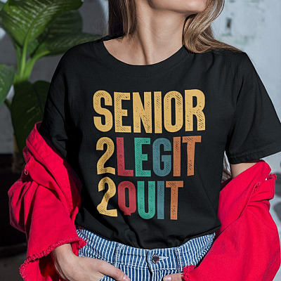 Senior 2 Legit 2 Quit Vintage Retro T-Shirt - V-Neck Shirt