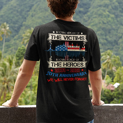 Alternative view of Never Forget 911 20th Anniversary American Flag Vintage T-Shirt - In Memory Victims Honor Heroes Shirt