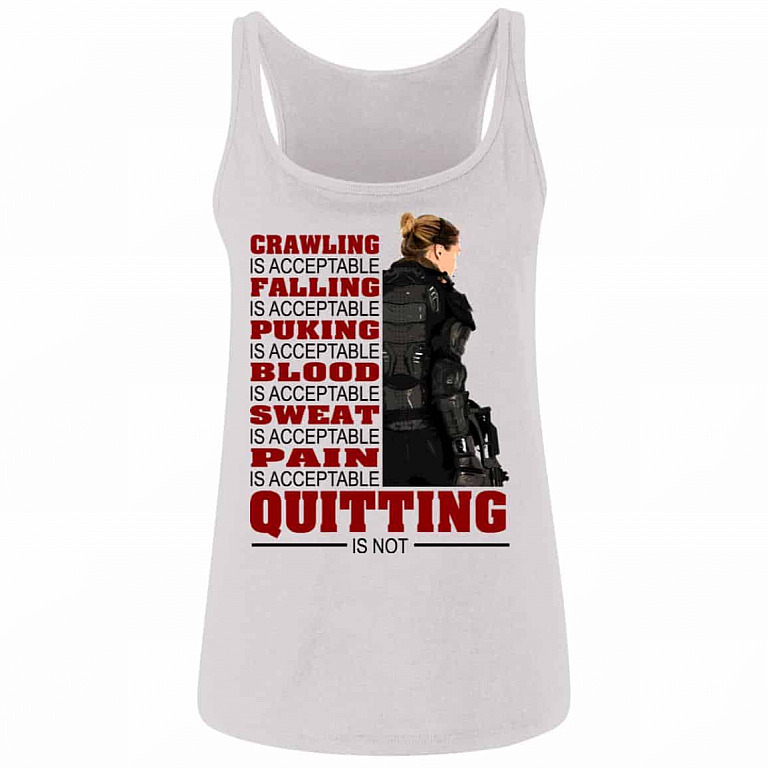 Crawling is Acceptable Falling is, White, Ladies Tank Top