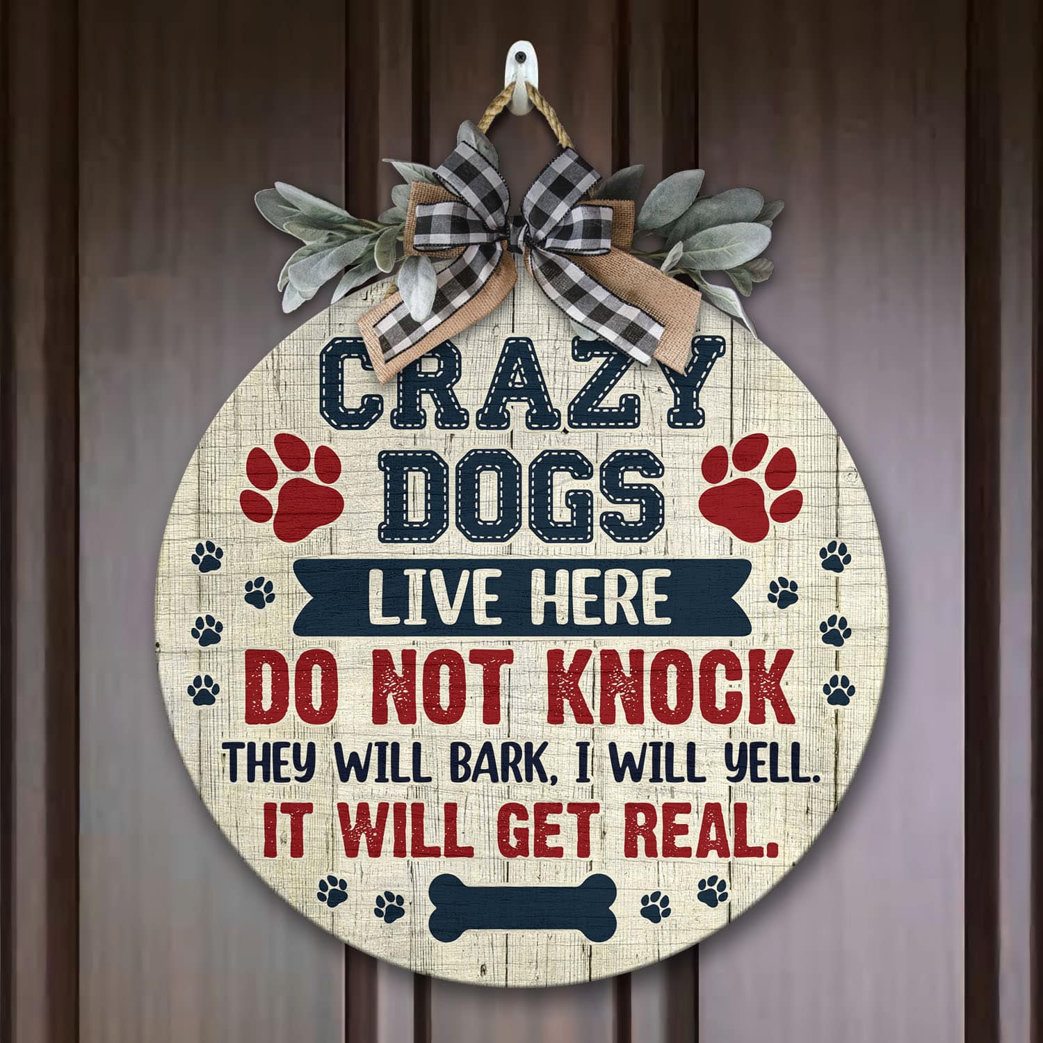 7O. Crazy Dogs Door Sign (5) Door Sign Mockup 7