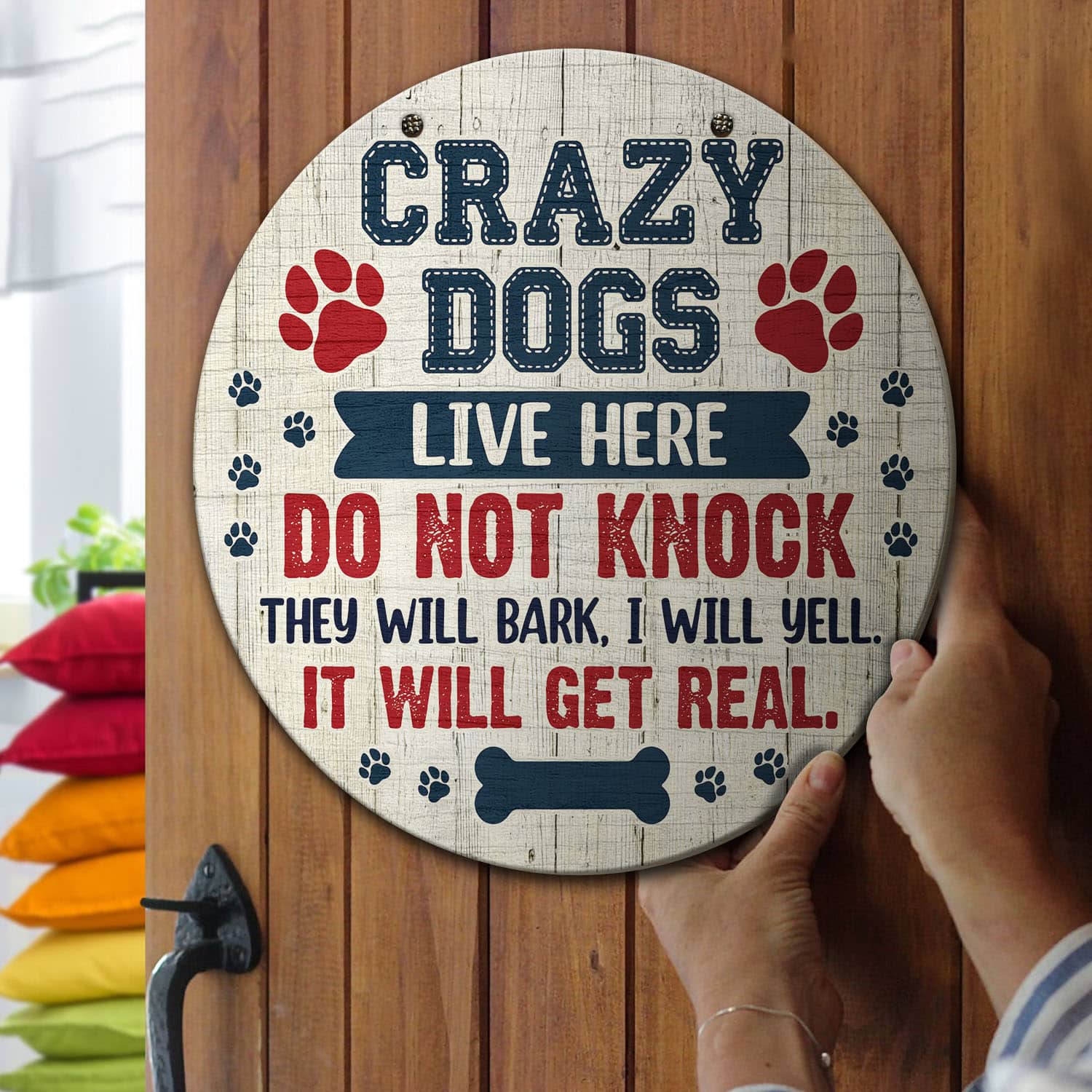 7O. Crazy Dogs Door Sign (5) Door Sign Mockup 13