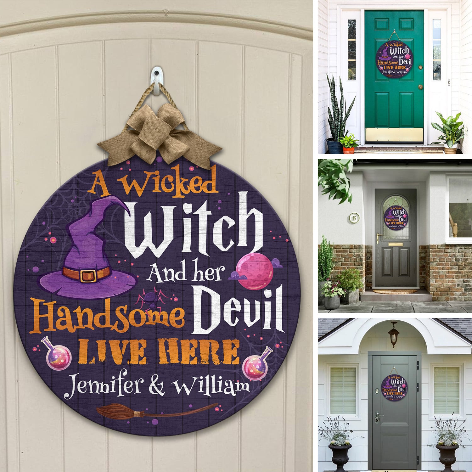1KT. A Wicked Witch And Her Devil (Sample Design) Door Sign Mockup 12