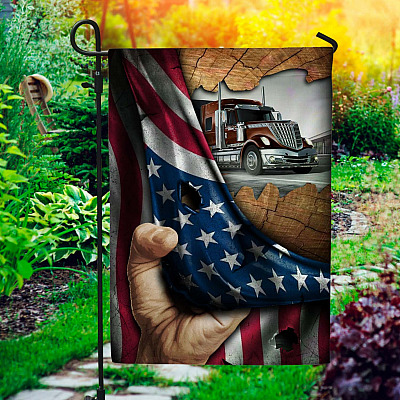 Truck Driver American Flag Outdoor Indoor Decorative Garden Flag - House Flag - Wall Flag - USA Trucker Flag