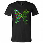 butterfly, Black, V-Neck T-Shirt