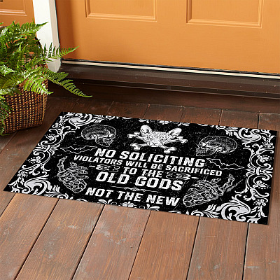 Alternative view of No Soliciting Violators Will Be Sacrificed To The Old God Not The New Witch Doormat - Outdoor Indoor Doormat