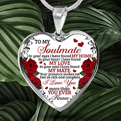 To My Soulmate Im Your Eyes I Have Found My Home Heart Pendant Necklace - Gift for Couple