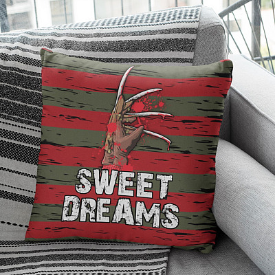 Sweat Dreams Sweat Dreams Scary Horror Freddy Glove Funny Halloween Throw Pillow - Decorative Pillow