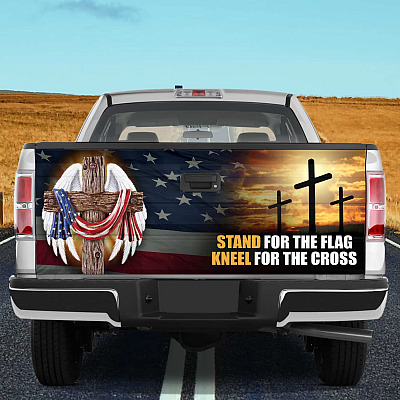 Stand For The Flag Kneel For The Cross Christian Jesus Patriotic Truck Tailgate Decal Sticker Wrap - Bumper Sticker For Car