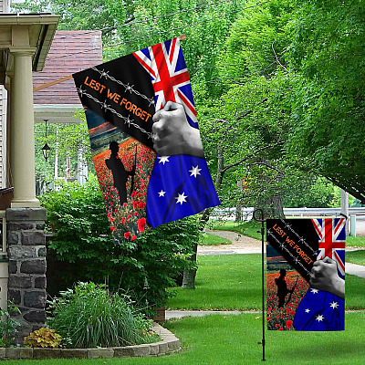 Alternative view of Remembrance Day Lets We Forget Poppy Australia Decorative Garden Flag - Lest We Forget Memorial Day Veterans Australia Flag