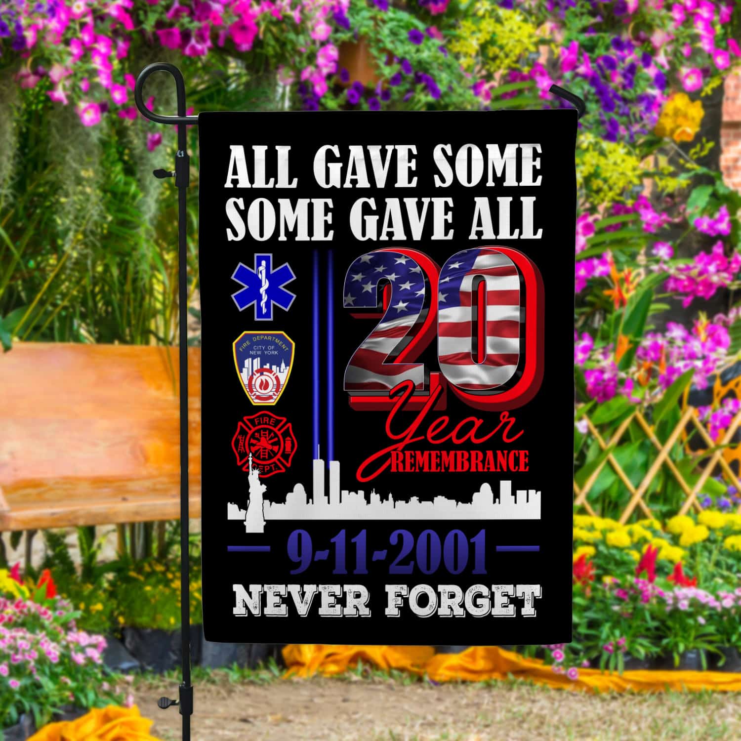 1KNG. 20th Remembrance 30x40 Garden Flag Mockup 4