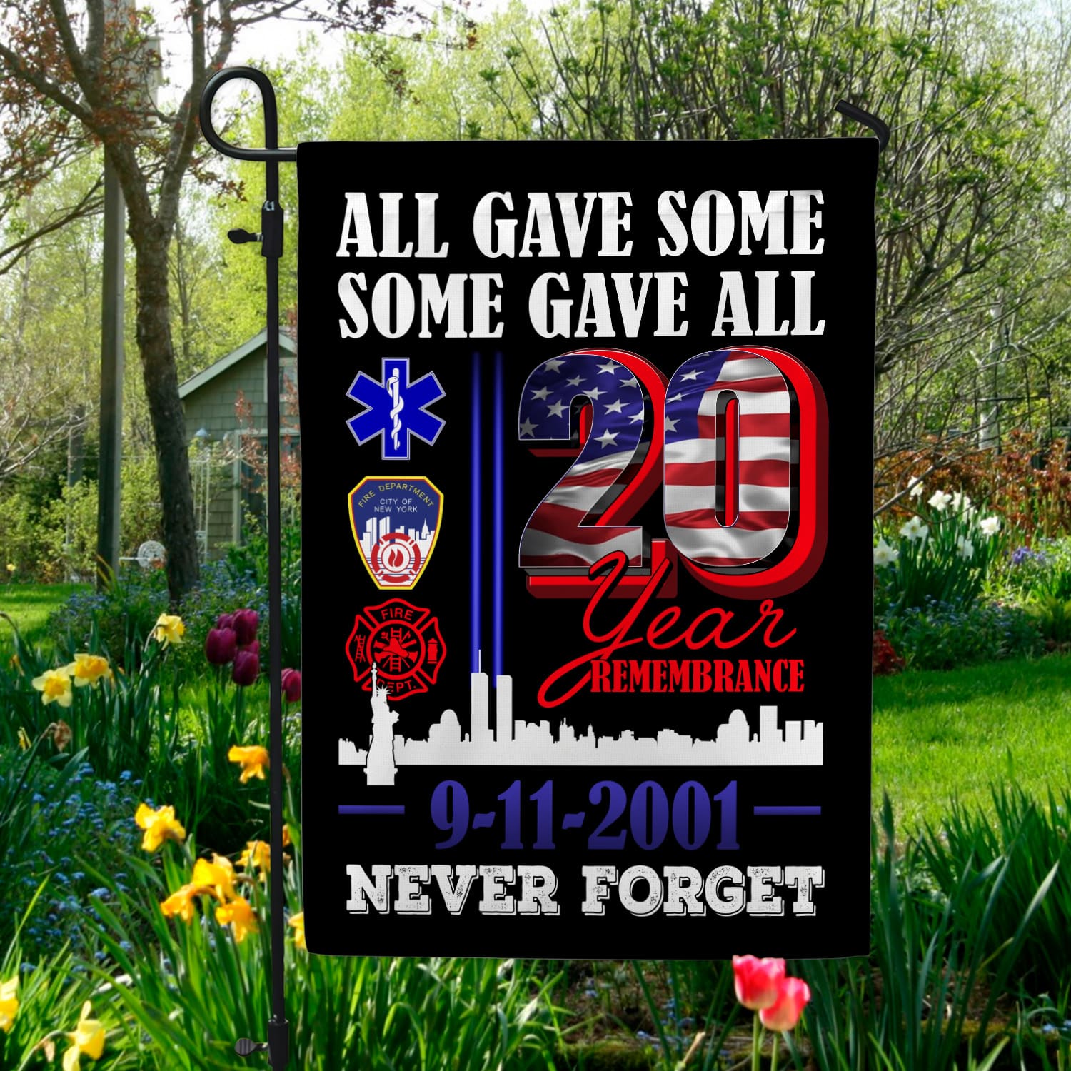 1KNG. 20th Remembrance 30x40 Garden Flag Mockup 5