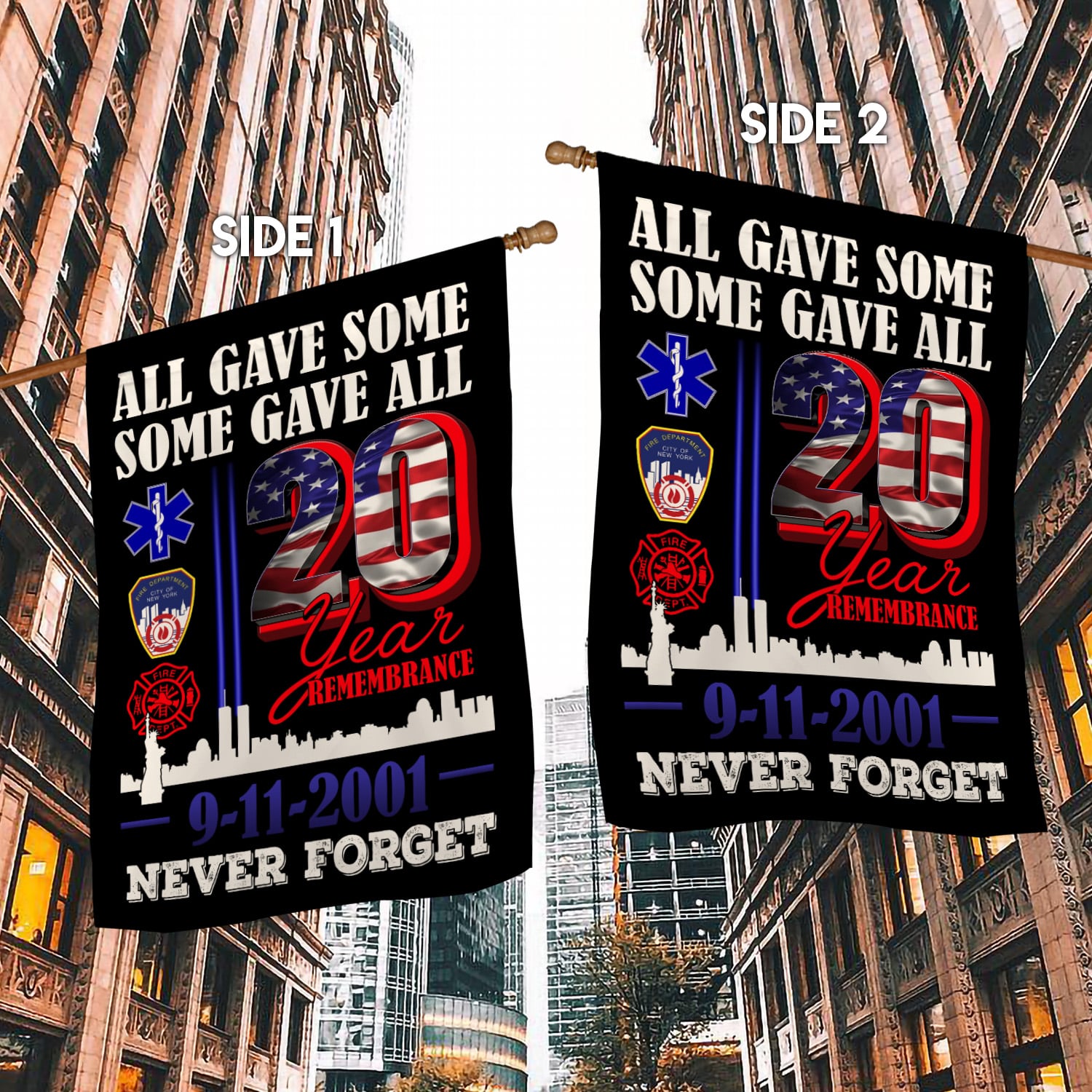 1KNG. 20th Remembrance 30x40 House Flag Mockup 2 Side-1