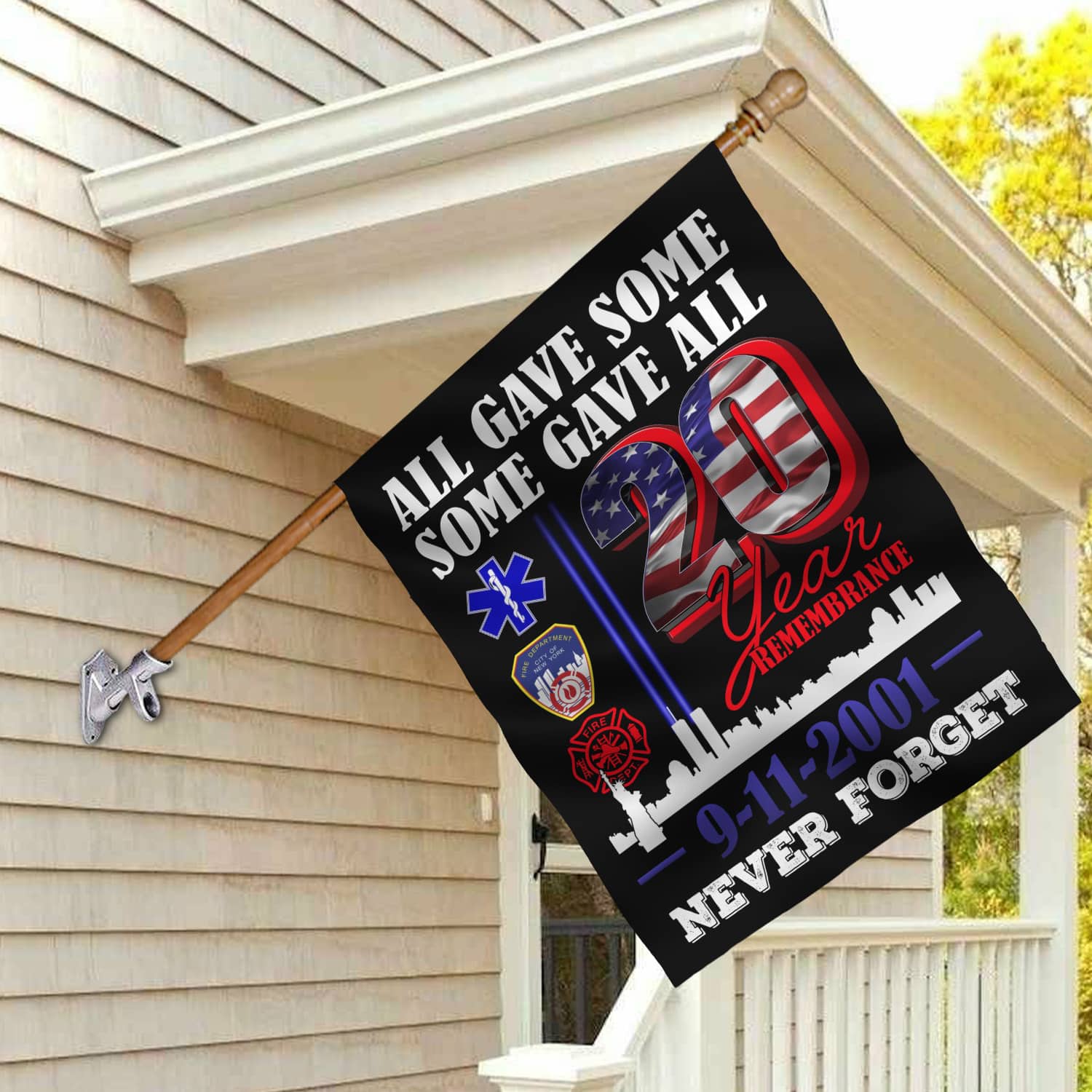 1KNG. 20th Remembrance 30x40 House Flag Mockup 2