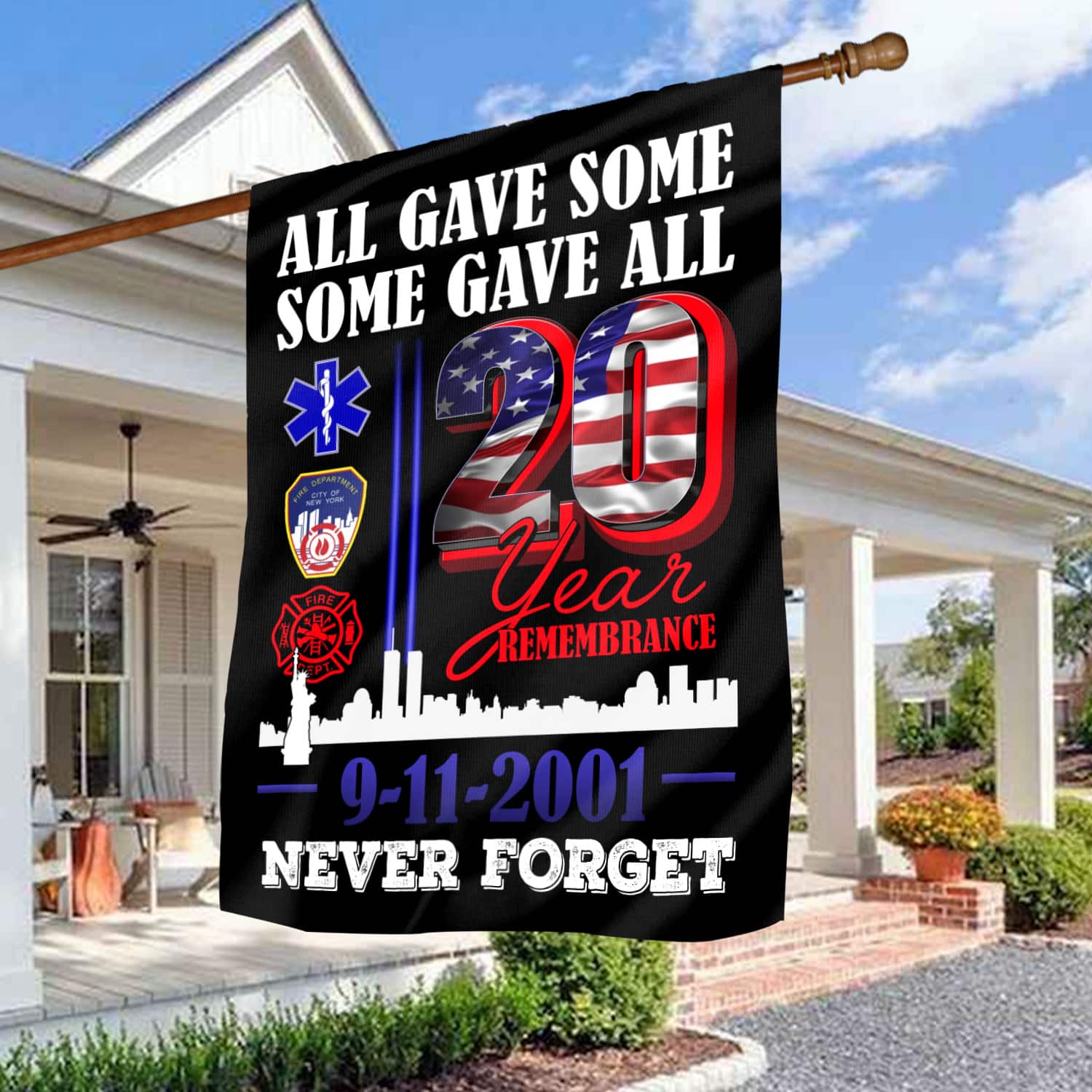 1KNG. 20th Remembrance 30x40 House Flag Mockup 3