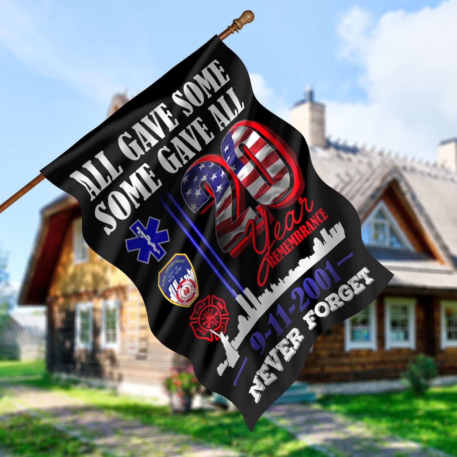 1KNG. 20th Remembrance 30x40 House Flag Mockup 5