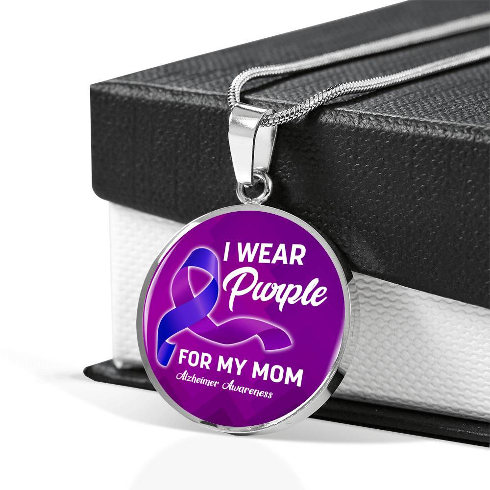 I Wear Purple For My Mom Alzheimer Awareness Luxury Circle Pendant Necklace I Wear Purple For My Mom Alzheimer Awareness Luxury Circle Pendant Necklace