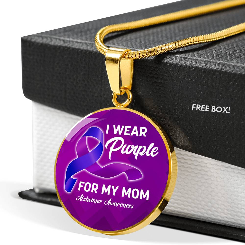 I Wear Purple For My Mom Alzheimer Awareness Luxury Circle Pendant Necklace I Wear Purple For My Mom Alzheimer Awareness Luxury Circle Pendant Necklace