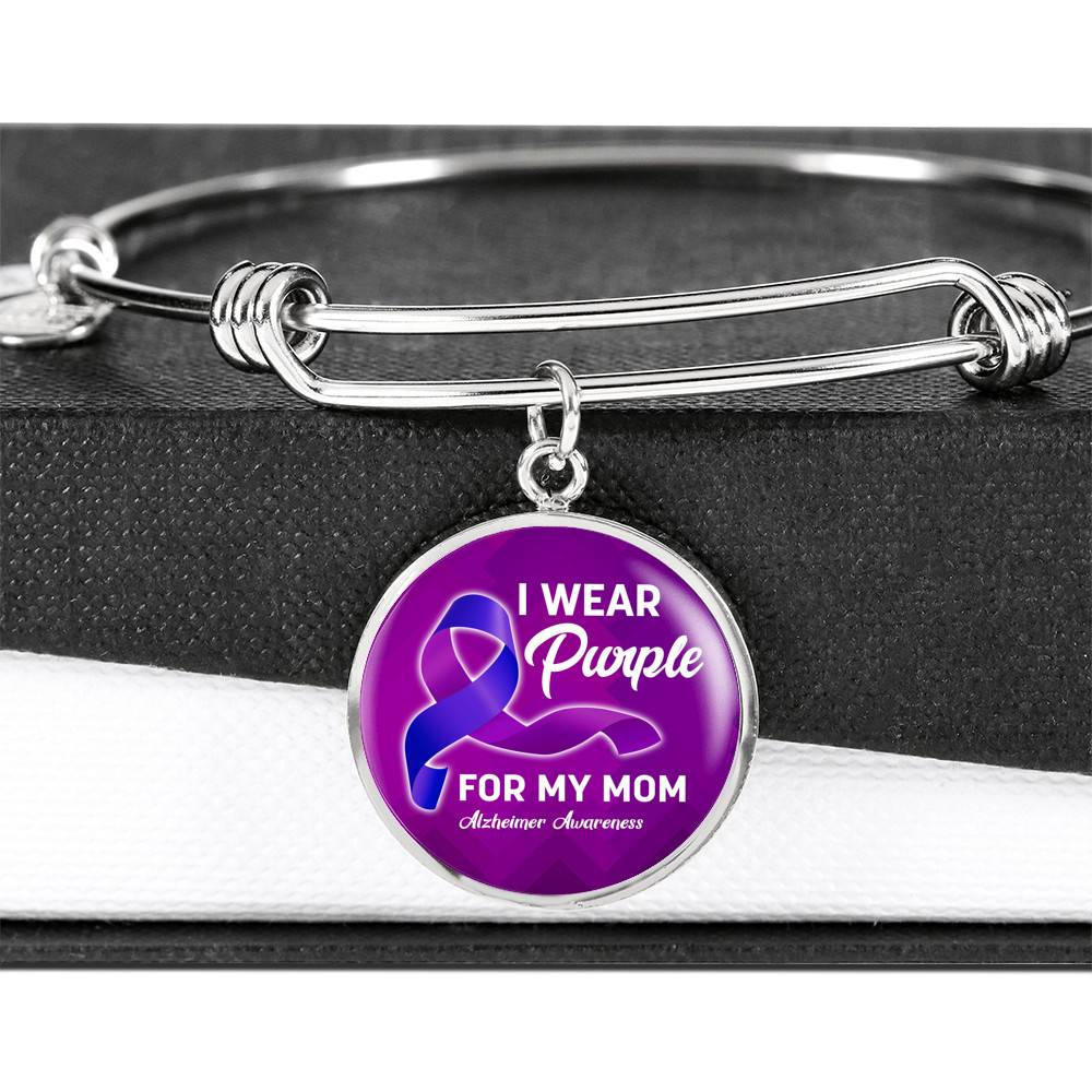 I Wear Purple For My Mom Alzheimer Awareness Luxury Circle Pendant Necklace I Wear Purple For My Mom Alzheimer Awareness Luxury Circle Pendant Necklace