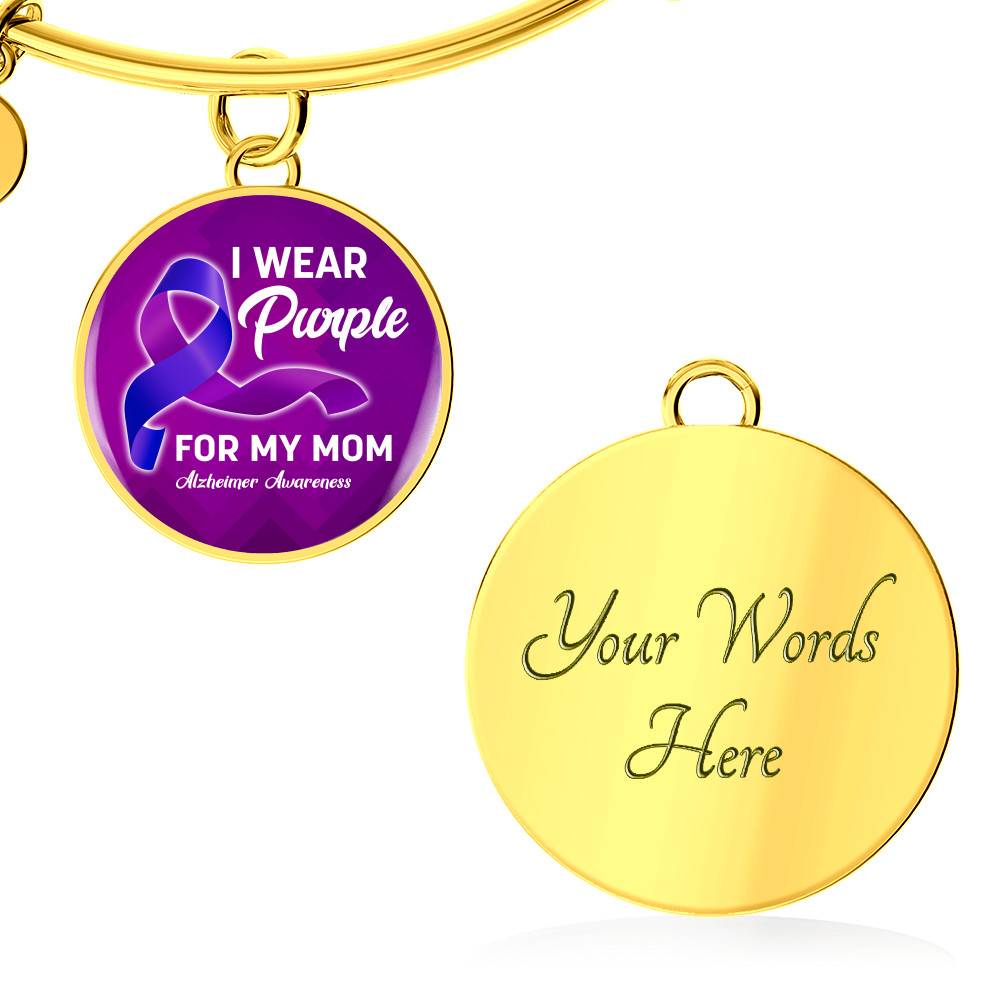 I Wear Purple For My Mom Alzheimer Awareness Luxury Circle Pendant Necklace I Wear Purple For My Mom Alzheimer Awareness Luxury Circle Pendant Necklace