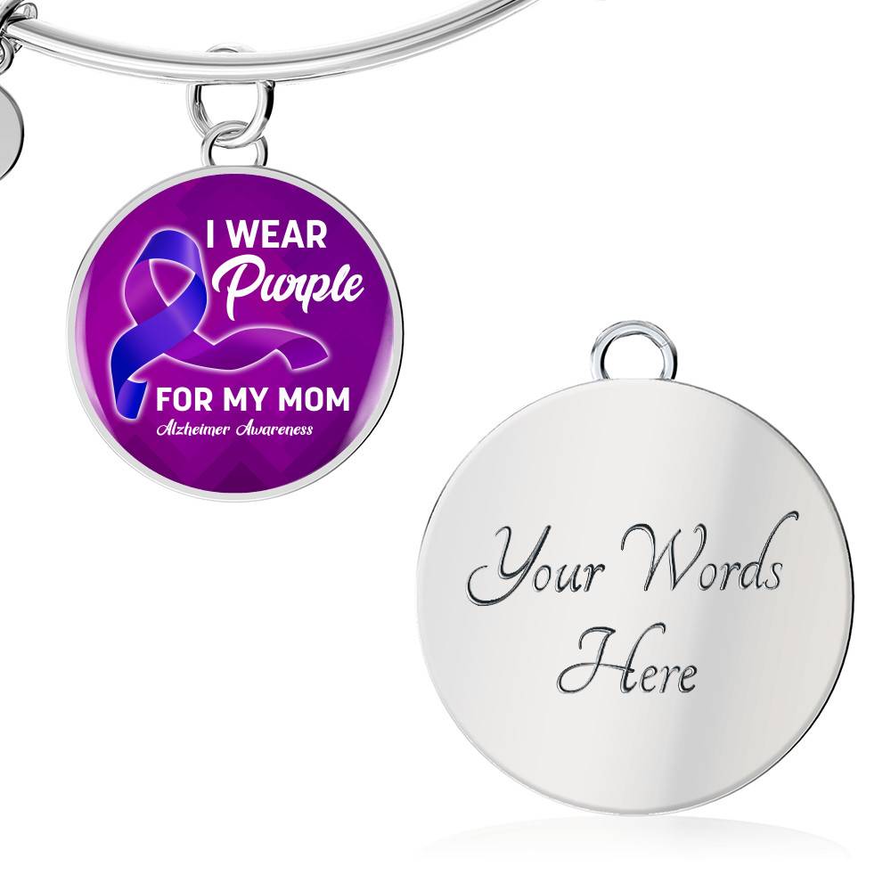 I Wear Purple For My Mom Alzheimer Awareness Luxury Circle Pendant Necklace I Wear Purple For My Mom Alzheimer Awareness Luxury Circle Pendant Necklace