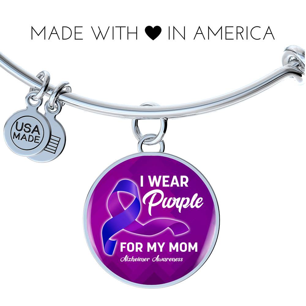 I Wear Purple For My Mom Alzheimer Awareness Luxury Circle Pendant Necklace I Wear Purple For My Mom Alzheimer Awareness Luxury Circle Pendant Necklace