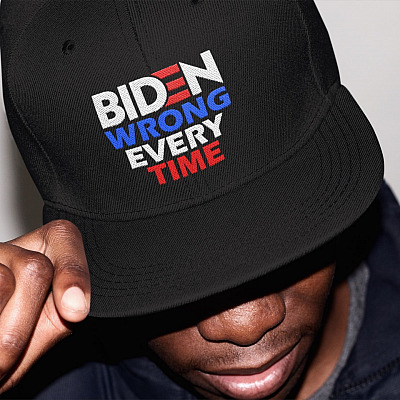 Biden Wrong Every Time Twill Cap - High-Profile Snapback Hat - Knit Cap - Trump Supporter Afghanistan Hat
