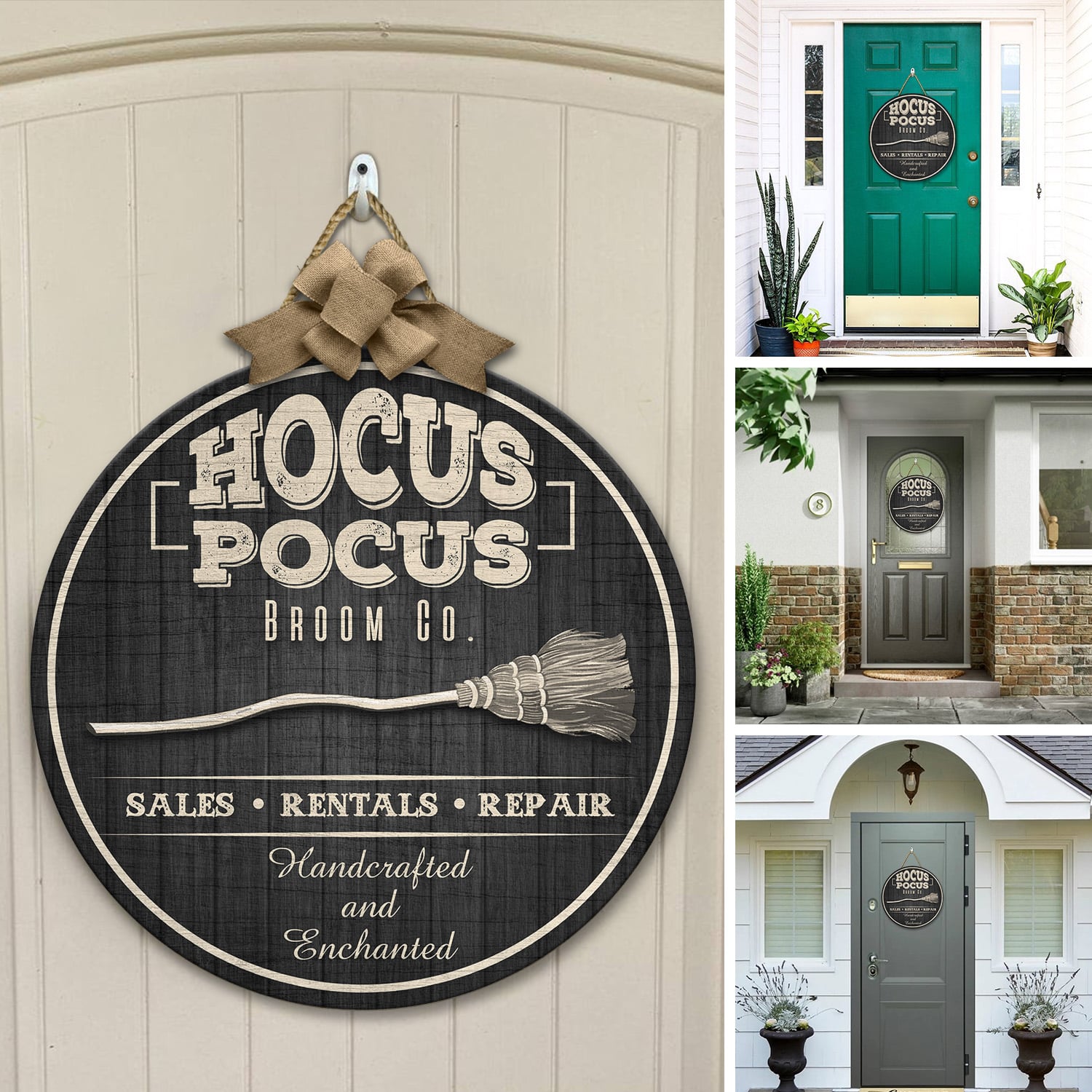 9LV. Hocus Pocus Broom Round (5) Door Sign Mockup 12