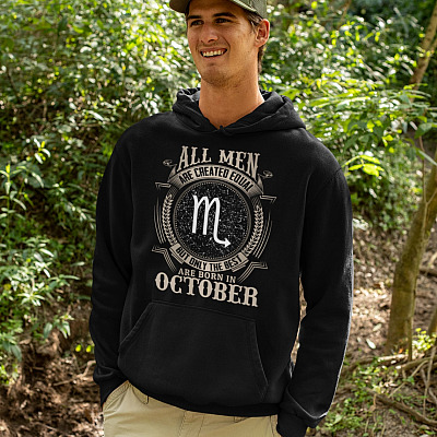 Alternative view of Custom Star Map All Men Are Created Equal but Only the Best Are Born in October Hoodie - Scorpio Star Sign Gift