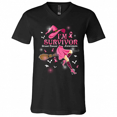 Witch I’m Survivor Tshirt, Black, V-Neck T-Shirt