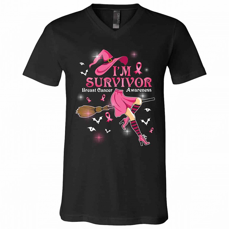 Witch I’m Survivor Tshirt, Black, V-Neck T-Shirt
