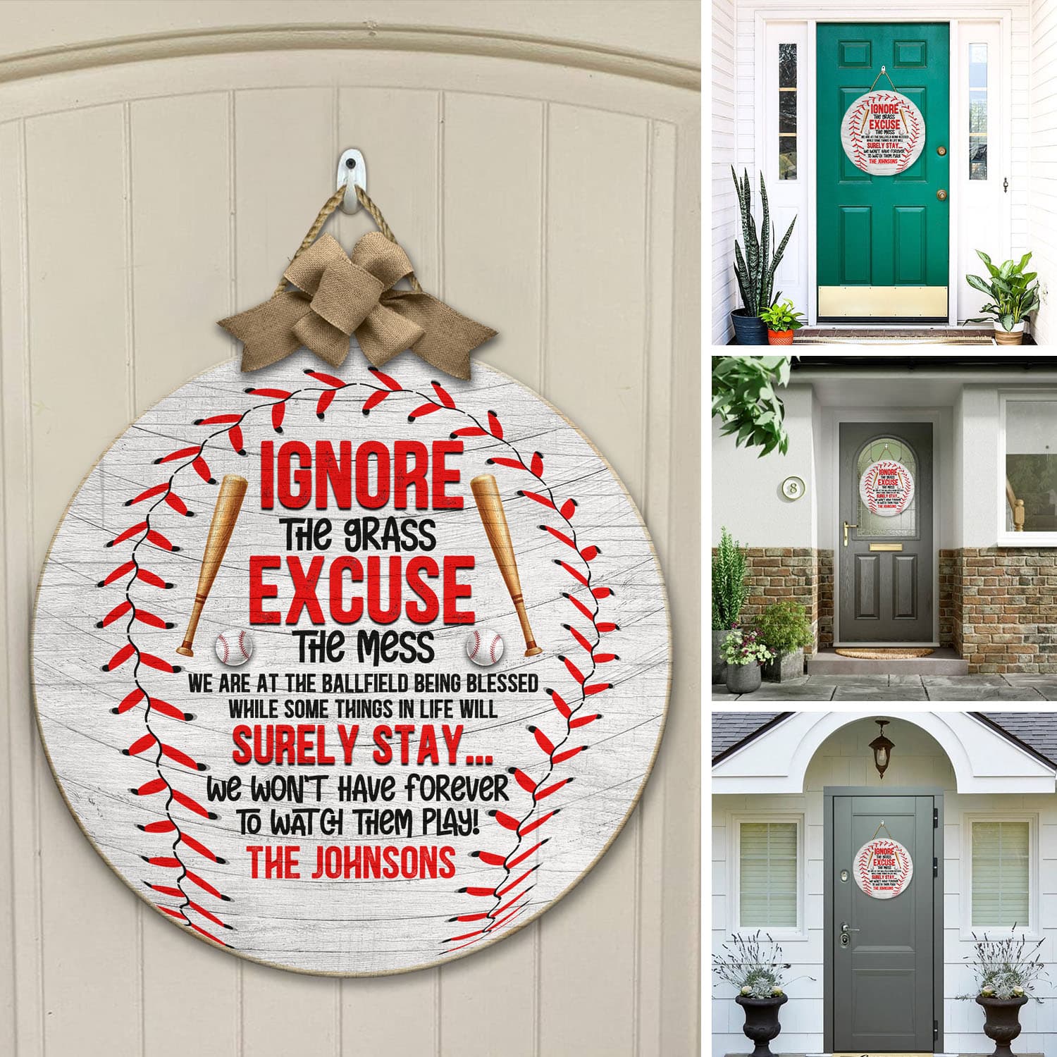 2O. Ignore The Grass-Sample Design Door Sign Mockup 12